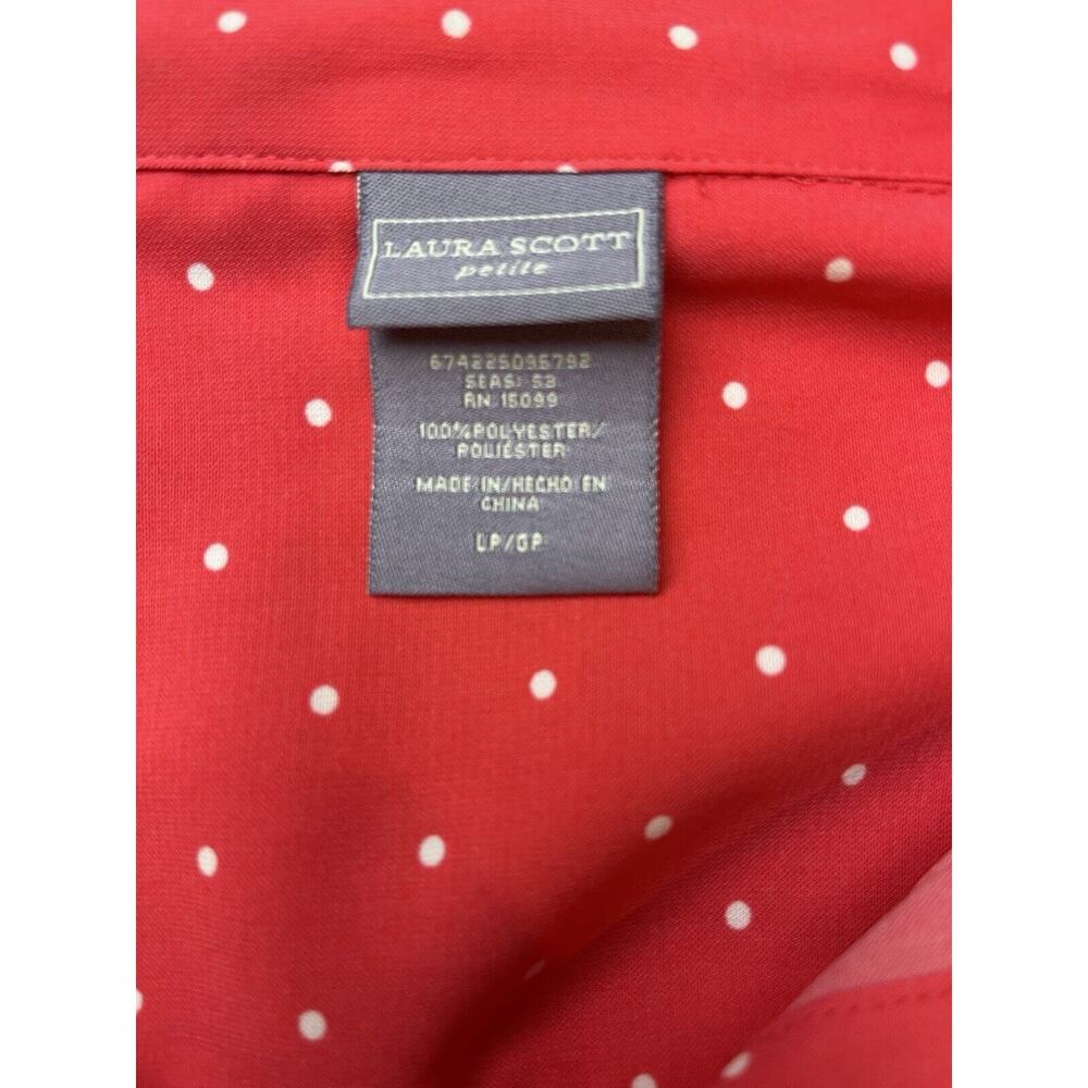 Laura Scott Button Down Shirt Womens PL LP Large Petite Red Polka Dot 3/4 Sleeve - Picture 3 of 7